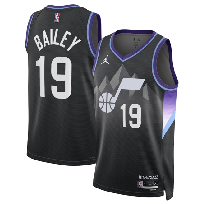 Men's Utah Jazz #19 Ace Bailey Black 2025 Draft Statement Edition Stitched Basketball Jersey