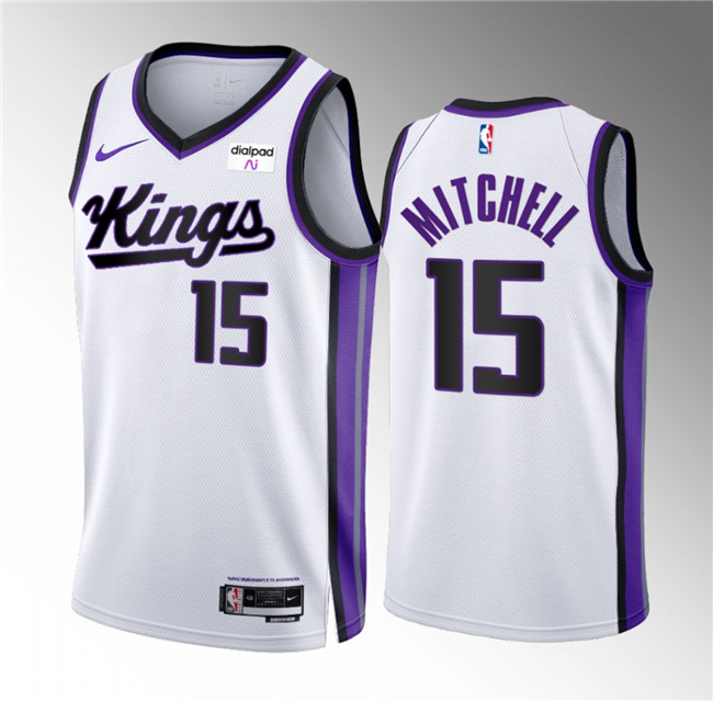 Men's Sacramento Kings #15 Davion Mitchell White 2023/24 Association Edition Stitched Basketball Jersey