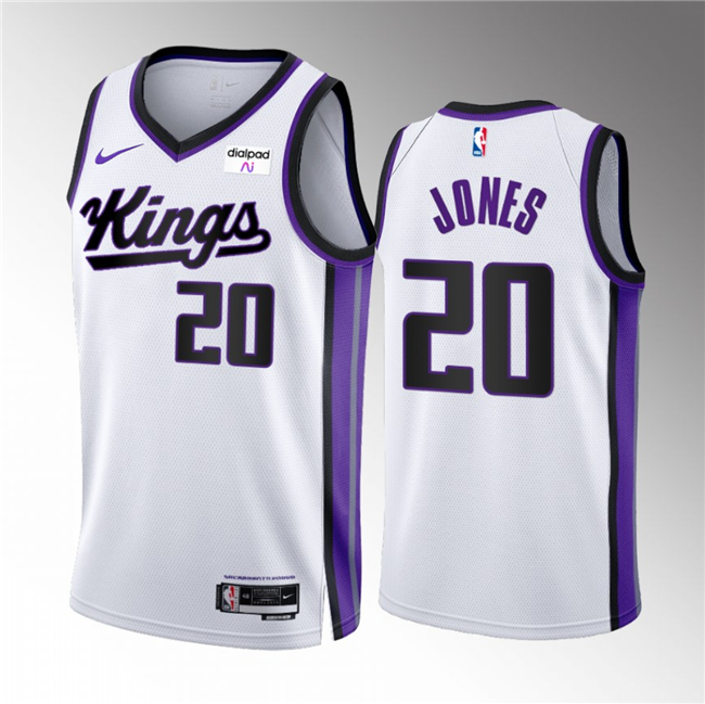 Men's Sacramento Kings #20 Colby Jones White 2023/24 Association Edition Stitched Basketball Jersey
