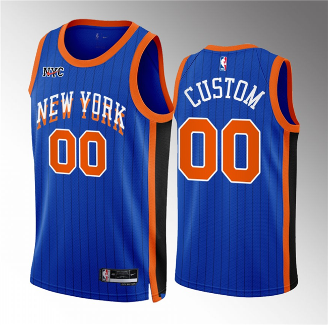 Men's New Yok Knicks Active Player Custom Blue 2023/24 City Edition Stitched Basketball Jersey