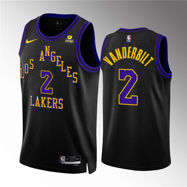 Men's Los Angeles Lakers #2 Jarred Vanderbilt Black 2023/24 City Edition Stitched Basketball Jersey
