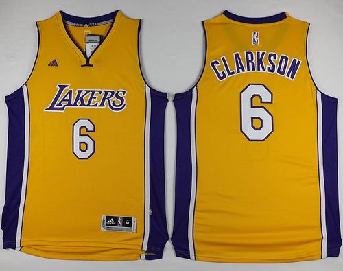 Lakers #6 Jordan Clarkson Yellow Stitched NBA Jersey
