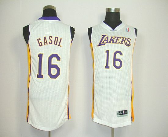 Revolution 30 Lakers #16 Pau Gasol White Stitched NBA Jersey