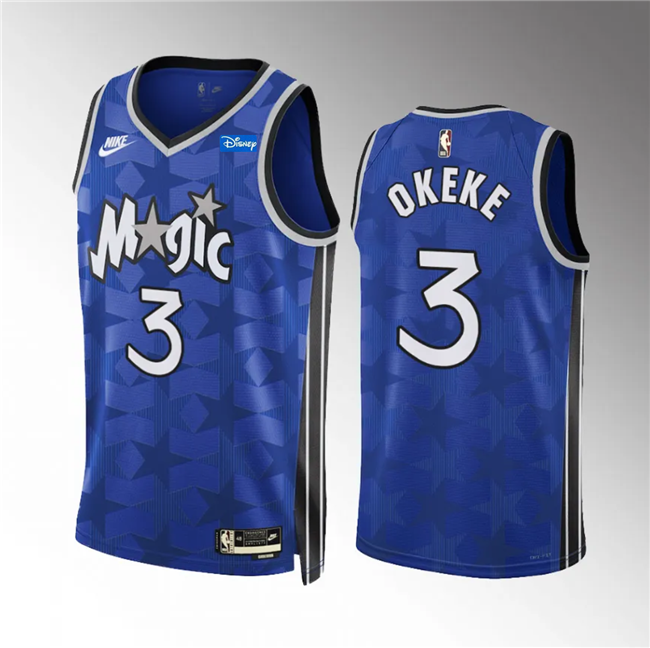 Men's Orlando Magic #3 Chuma Okeke Blue 2023/24 Classic Edition Stitched Basketball Jersey