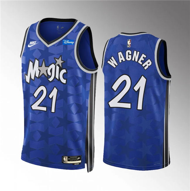 Men's Orlando Magic #21 Moritz Wagner Blue 2023/24 Classic Edition Stitched Basketball Jersey