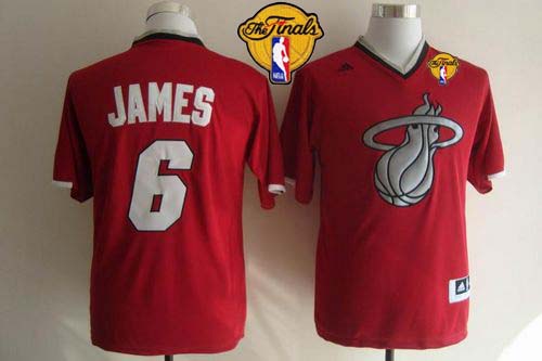 Heat #6 LeBron James Red 2013 Christmas Day Swingman Finals Patch Stitched NBA Jersey