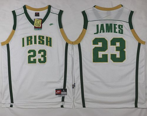 Heat #23 LeBron James White Irish High School Stitched NBA Jersey