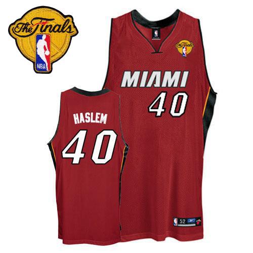Heat #40 Udonis Haslem Red Finals Patch Stitched NBA Jersey