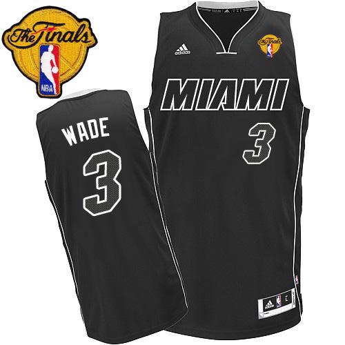 Revolution 30 Heat #3 Dwyane Wade Black/White Finals Patch Stitched NBA Jersey