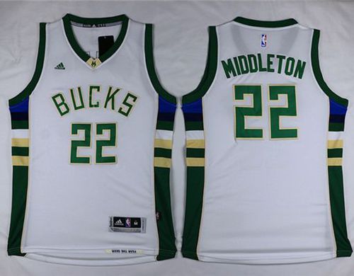 Bucks #22 Khris Middleton White Stitched NBA Jersey