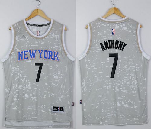 Knicks #7 Carmelo Anthony Grey City Light Stitched NBA Jersey