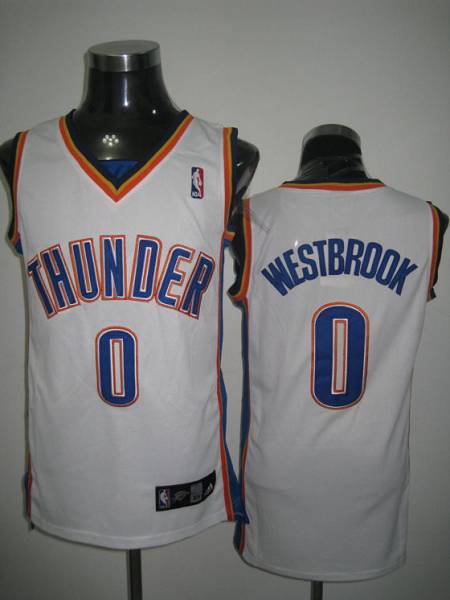 Thunder #0 Russell Westbrook Stitched White NBA Jersey
