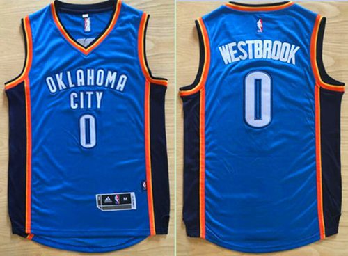 Thunder #0 Russell Westbrook Blue Revolution 30 Stitched NBA Jersey