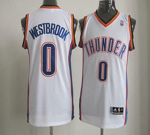 Thunder #0 Russell Westbrook White Revolution 30 Stitched NBA Jersey