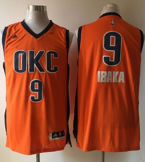 Thunder #9 Serge Ibaka Orange Alternate Stitched NBA Jersey