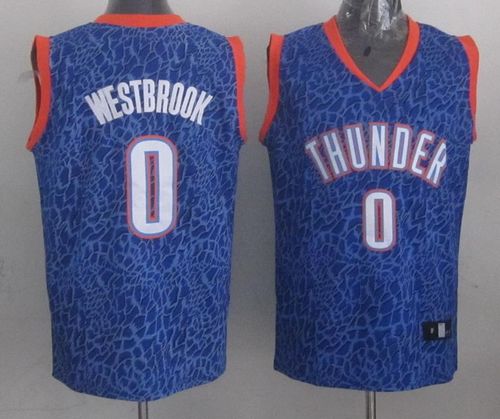 Thunder #0 Russell Westbrook Blue Crazy Light Stitched NBA Jersey