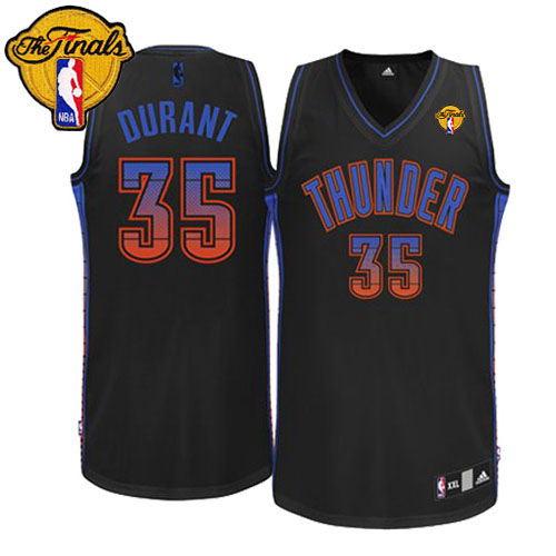 Thunder #35 Kevin Durant Black Fashion With Finals Patch Stitched NBA Jersey