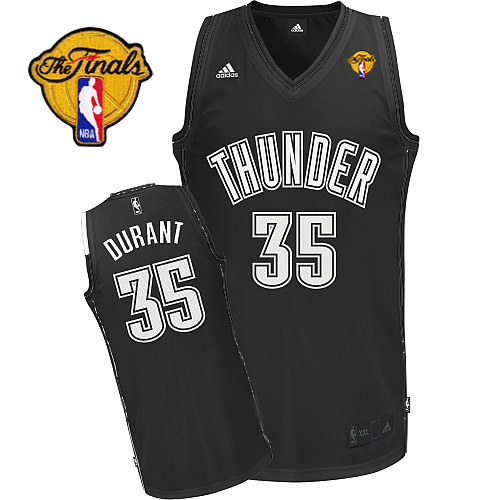 Thunder #35 Kevin Durant Black/White Finals Patch Stitched NBA Jersey