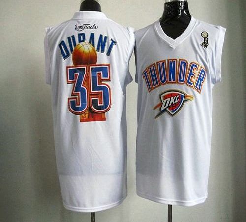 2012 NBA Finals Thunder #35 Kevin Durant White Stitched NBA Jersey