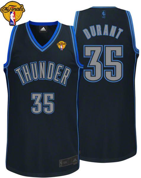 Thunder #35 Kevin Durant Black Graystone Fashion With Finals Patch Stitched NBA Jersey