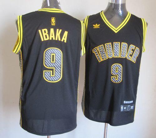 Thunder #9 Serge Ibaka Black Electricity Fashion Stitched NBA Jersey