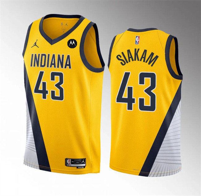 Men's Indiana Pacers #43 Pascal Siakam Yelllow Statement Edition Stitched Basketball Jersey
