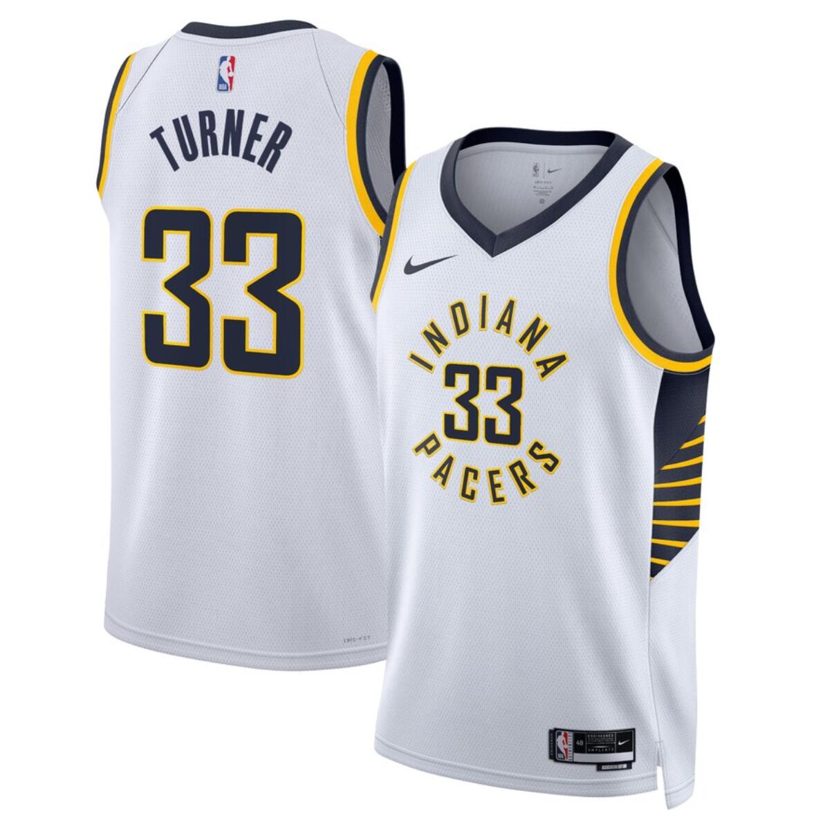 Men's Indiana Pacers #33 Myles Turner White Association Edition Stitched Basketball Jersey
