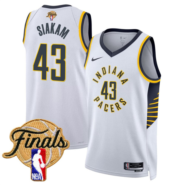 Men's Indiana Pacers #43 Pascal Siakam White 2025 Finals Association Edition Stitched Basketball Jersey