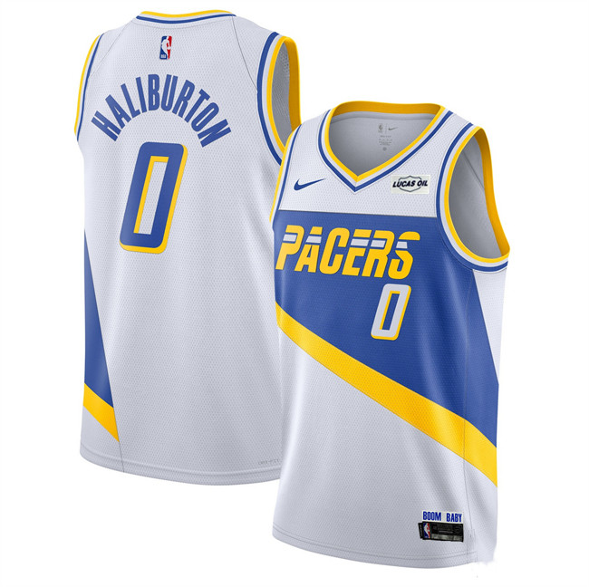 Men's Indiana Pacers #0 Tyrese Haliburton White 2025/26 City Edition Stitched Basketball Jersey