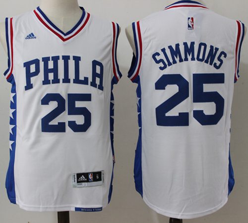 76ers #25 Ben Simmons White Stitched NBA Jersey