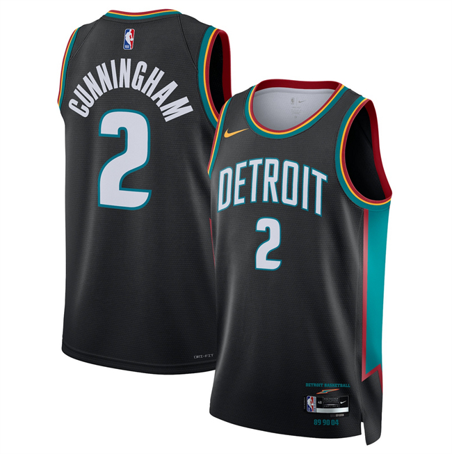 Men's Detroit Pistons #2 Cade Cunningham Cade Cunningham Black 2025/26 City Edition Stitched Basketball Jersey