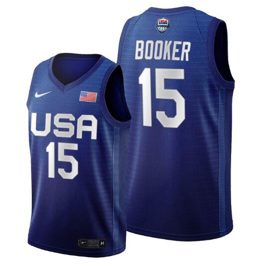 Men's USA Basketball #15 Devin Booker 2021 Summer Olympics Navy Limited Stitched Jersey
