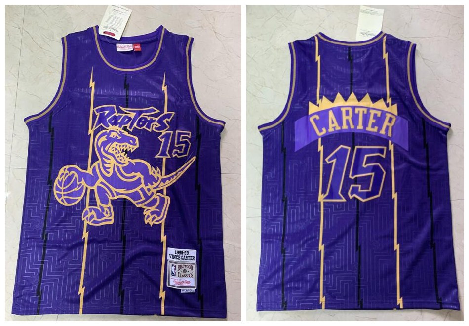 Men's Toronto Raptors #15 Vince Carter Purple 1998-1999 Limited Stitched Jersey