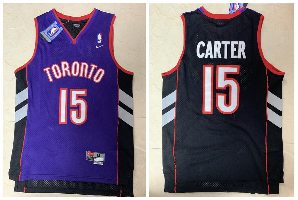 Men's Toronto Raptors #15 Vince Carter Purple and Black Throwback Stitched Jersey
