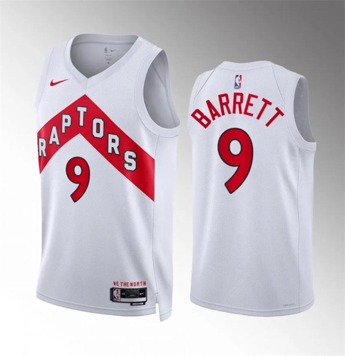 Men's Toronto Raptors #9 RJ Barrett White Association Edition Stitched Basketball Jersey