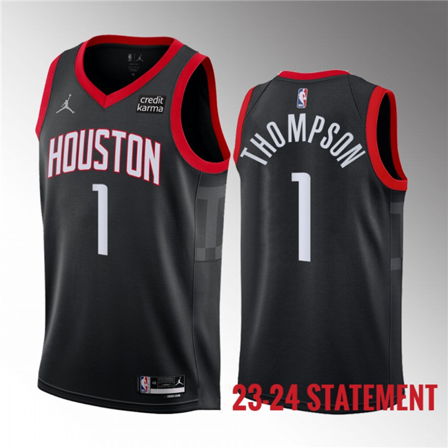 Men's Houston Rockets #1 Amen Thompson Black 2023 Draft Statement Edition Stitched Basketball Jersey