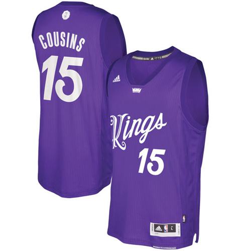 Kings #15 DeMarcus Cousins Purple 2016-2017 Christmas Day Stitched NBA Jersey