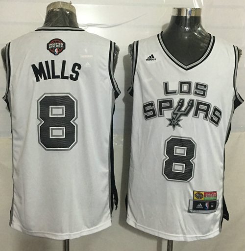 Spurs #8 Patty Mills White Latin Nights Stitched NBA Jersey