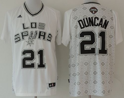 Spurs #21 Tim Duncan White New Latin Nights Stitched NBA Jersey
