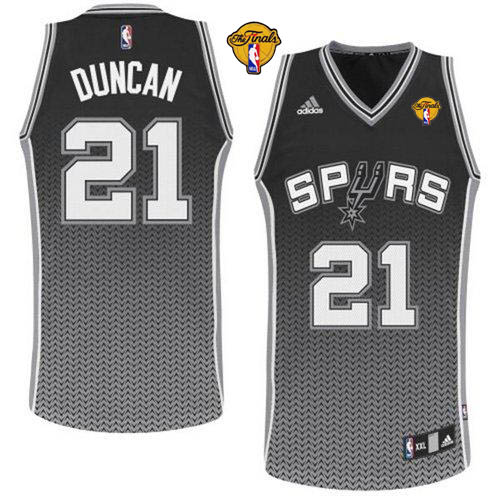 Spurs #21 Tim Duncan Black Resonate Fashion Swingman Finals Patch Stitched NBA Jersey