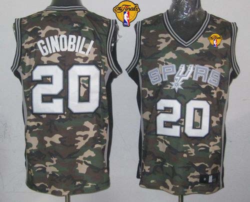 Spurs #20 Manu Ginobili Camo Stealth Collection Finals Patch Stitched NBA Jersey