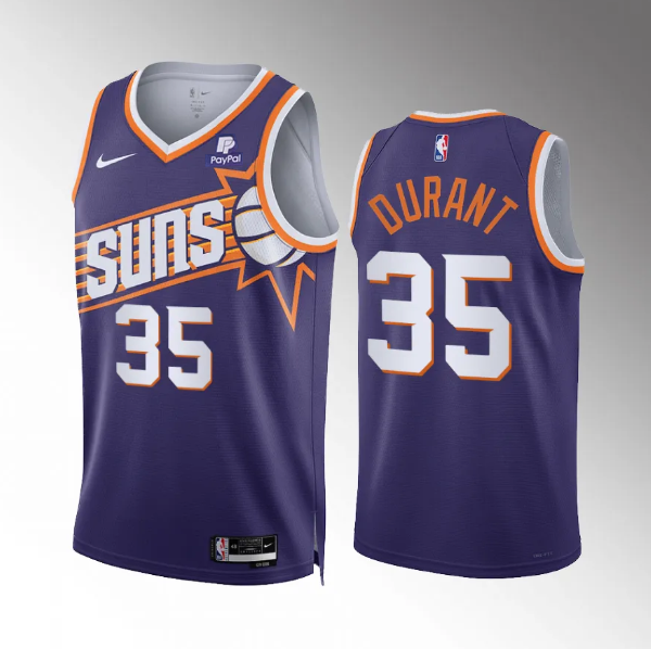 Men's Phoenix Suns #35 Kevin Durant Purple 2023 Icon Edition Stitched Basketball Jersey