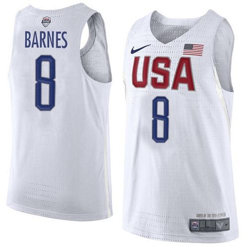 Nike Team USA #8 Harrison Barnes White 2016 Dream Team Game NBA Jersey