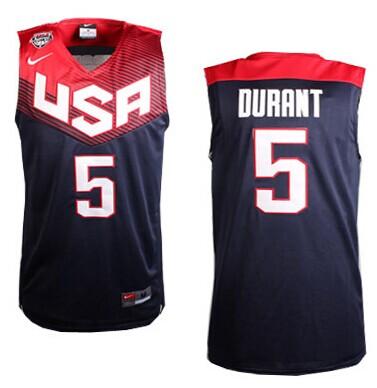 Nike 2014 Team USA #5 Kevin Durant Dark Blue Stitched NBA Jersey