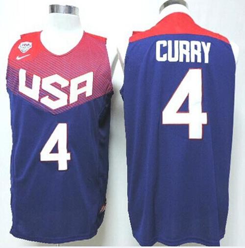 Nike 2014 Team USA #4 Stephen Curry Dark Blue Stitched NBA Jersey