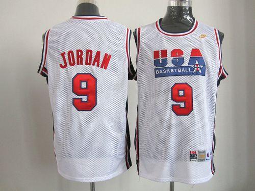 Team USA #9 Michael Jordan White Throwback Stitched NBA Jersey
