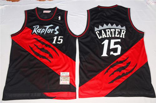Mitchell And Ness Raptors #15 Vince Carter Black/Red Throwback Stitched NBA Jersey