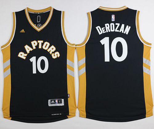 Raptors #10 DeMar DeRozan Black/Gold Stitched NBA Jersey