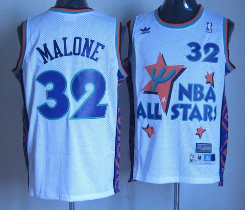Jazz #32 Karl Malone White 1995 All Star Throwback Stitched NBA Jersey