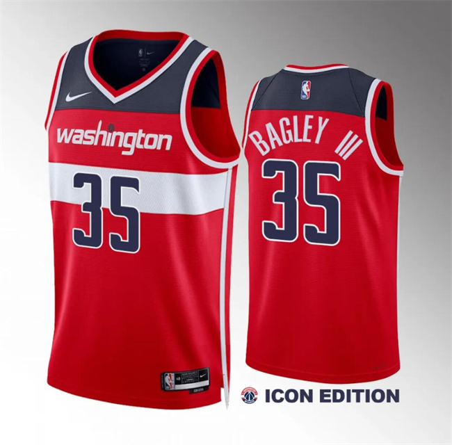 Men's Washington Wizards #35 Marvin Bagley III Red Icon Edition Stitched Basketball Jersey